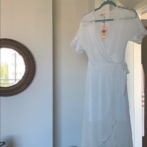 White high low wrap dress
